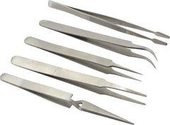 Value Collection - Stainless Steel Tweezer Set - 5 Piece - Exact Tool & Supply