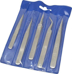 Value Collection - Stainless Steel Tweezer Set - 5 Piece - Exact Tool & Supply