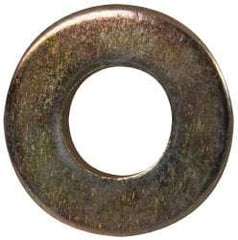 Made in USA - 1/4" Screw, Grade 8 Alloy Steel SAE Flat Washer - 9/32" ID x 5/8" OD, 0.072" Thick, Zinc Yellow Dichromate Finish - Exact Tool & Supply
