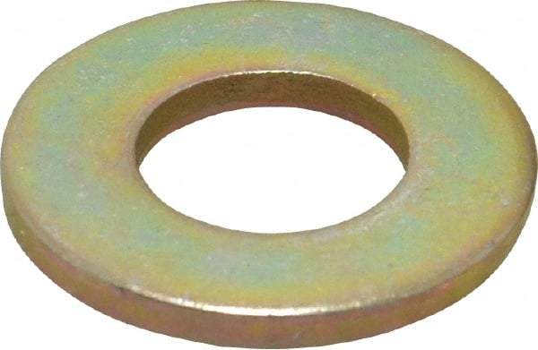 Made in USA - 1/2" Screw, Grade 8 Alloy Steel SAE Flat Washer - 17/32" ID x 1-1/16" OD, 0.121" Thick, Zinc Yellow Dichromate Finish - Exact Tool & Supply