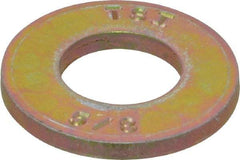 Made in USA - 5/8" Screw, Grade 8 Alloy Steel SAE Flat Washer - 21/32" ID x 1-5/16" OD, 0.146" Thick, Zinc Yellow Dichromate Finish - Exact Tool & Supply