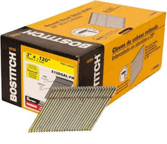 Stanley Bostitch - 11 Gauge 0.12" Shank Diam 3" Long Framing Nails for Power Nailers - Steel, Galvanized Finish, Smooth Shank, Angled Stick Wire Collation, Round Head, Diamond Point - Exact Tool & Supply