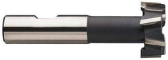 Interstate - 2-7/32" Cut Diam, 1-3/32" Cut Width, 1-9/32" Neck Diam, 1-1/4" Shank Diam, 5-3/8" OAL, High Speed Steel T-Slot Cutter - TiN Finish, 1-1/4" Bolt, 2-5/16" Shank Length, Staggered Teeth - Exact Tool & Supply