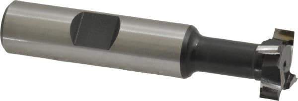 Interstate - 21/32" Cut Diam, 17/64" Cut Width, 21/64" Neck Diam, 1/2" Shank Diam, 2-11/16" OAL, High Speed Steel T-Slot Cutter - TiN Finish, 5/16" Bolt, 1-13/16" Shank Length, Staggered Teeth - Exact Tool & Supply