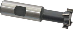 Interstate - 31/32" Cut Diam, 25/64" Cut Width, 17/32" Neck Diam, 3/4" Shank Diam, 3-7/16" OAL, High Speed Steel T-Slot Cutter - TiN Finish, 1/2" Bolt, 2-1/16" Shank Length, Staggered Teeth - Exact Tool & Supply