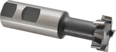 Interstate - 1-1/4" Cut Diam, 31/64" Cut Width, 21/32" Neck Diam, 1" Shank Diam, 3-15/16" OAL, High Speed Steel T-Slot Cutter - TiN Finish, 5/8" Bolt, 2-15/16" Shank Length, Staggered Teeth - Exact Tool & Supply