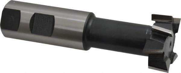 Interstate - 1-15/32" Cut Diam, 5/8" Cut Width, 25/32" Neck Diam, 1" Shank Diam, 4-7/16" OAL, High Speed Steel T-Slot Cutter - TiN Finish, 3/4" Bolt, 2-15/16" Shank Length, Staggered Teeth - Exact Tool & Supply