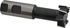 Interstate - 1-15/32" Cut Diam, 5/8" Cut Width, 25/32" Neck Diam, 1" Shank Diam, 4-7/16" OAL, High Speed Steel T-Slot Cutter - TiN Finish, 3/4" Bolt, 2-15/16" Shank Length, Staggered Teeth - Exact Tool & Supply