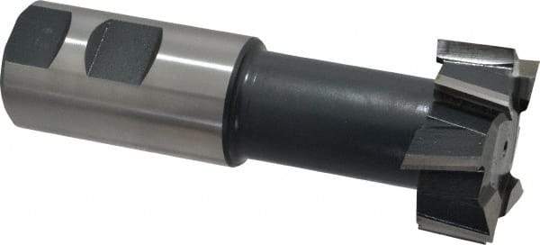 Interstate - 1-27/32" Cut Diam, 53/64" Cut Width, 1-1/32" Neck Diam, 1-1/4" Shank Diam, 4-13/16" OAL, High Speed Steel T-Slot Cutter - TiN Finish, 1" Bolt, 2-5/16" Shank Length, Staggered Teeth - Exact Tool & Supply