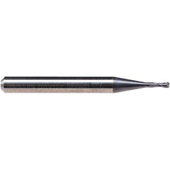 Emuge - 1mm Diam, 2mm LOC, 2 Flute Solid Carbide Roughing & Finishing End Mill - TiAlN Finish, 57mm OAL, 6mm Shank Diam, Cylindrical Shank, 30° Helix, Stub Length - Exact Tool & Supply
