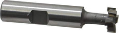 Made in USA - 9/16" Cut Diam, 15/64" Cut Width, 17/64" Neck Diam, 1/2" Shank Diam, 2-19/32" OAL, C2 Carbide-Tipped T-Slot Cutter - Uncoated, 1/4" Bolt, 1-13/16" Shank Length, Staggered Teeth, 6 Teeth, Weldon Flat - Exact Tool & Supply