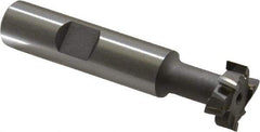 Made in USA - 21/32" Cut Diam, 17/64" Cut Width, 21/64" Neck Diam, 1/2" Shank Diam, 2-11/16" OAL, C2 Carbide-Tipped T-Slot Cutter - Uncoated, 5/16" Bolt, 1-13/16" Shank Length, Staggered Teeth, 6 Teeth, Weldon Flat - Exact Tool & Supply