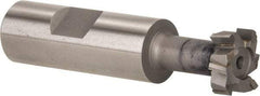 Made in USA - 25/32" Cut Diam, 21/64" Cut Width, 13/32" Neck Diam, 3/4" Shank Diam, 3-1/4" OAL, C2 Carbide-Tipped T-Slot Cutter - Uncoated, 3/8" Bolt, 2-1/16" Shank Length, Staggered Teeth, 6 Teeth, Weldon Flat - Exact Tool & Supply