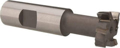 Made in USA - 31/32" Cut Diam, 25/64" Cut Width, 17/32" Neck Diam, 3/4" Shank Diam, 3-7/16" OAL, C2 Carbide-Tipped T-Slot Cutter - Uncoated, 1/2" Bolt, 2-1/16" Shank Length, Staggered Teeth, 6 Teeth, Weldon Flat - Exact Tool & Supply