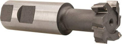 Made in USA - 1-1/4" Cut Diam, 31/64" Cut Width, 21/32" Neck Diam, 1" Shank Diam, 3-15/16" OAL, C2 Carbide-Tipped T-Slot Cutter - Uncoated, 5/8" Bolt, 2-5/16" Shank Length, Staggered Teeth, 6 Teeth, Weldon Flat - Exact Tool & Supply