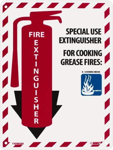 NMC - Fire Extinguisher - Special Use Extinguisher for Cooking Grease Fire:, Plastic Fire Sign - 9" Wide x 12" High - Exact Tool & Supply
