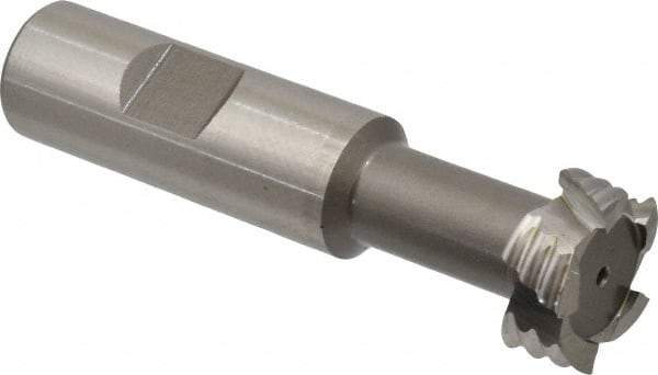 Interstate - 31/32" Cut Diam, 25/64" Cut Width, 17/32" Neck Diam, 3/4" Shank Diam, 3-7/16" OAL, M42 Cobalt T-Slot Cutter - Uncoated, 1/2" Bolt, 3-3/64" Shank Length, Straight Teeth, 5 Teeth, Roughing - Exact Tool & Supply