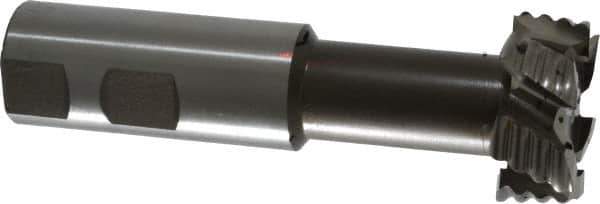 Interstate - 1-15/32" Cut Diam, 5/8" Cut Width, 25/32" Neck Diam, 1" Shank Diam, 4-7/16" OAL, M42 Cobalt T-Slot Cutter - Uncoated, 3/4" Bolt, 3-13/16" Shank Length, Straight Teeth, 6 Teeth, Roughing - Exact Tool & Supply