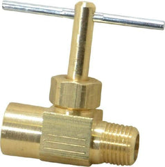 Parker - 1/8" Pipe, Inline Needle Valve - FNPTF x MNPTF Ends, Brass Valve, 150 Max psi - Exact Tool & Supply