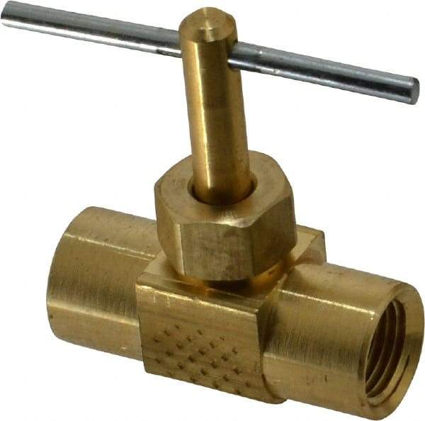 Parker - 1/8" Pipe, Inline Needle Valve - FNPTF x FNPTF Ends, Brass Valve, 150 Max psi - Exact Tool & Supply