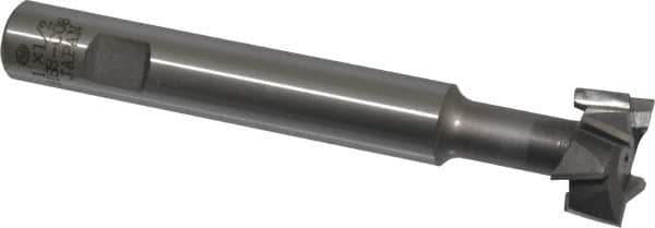 Interstate - 1" Cut Diam, 1/2" Cut Width, 5/8" Shank Diam, 4-15/16" OAL, M42 Cobalt T-Slot Cutter - Staggered Teeth, 8 Teeth - Exact Tool & Supply