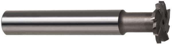 Made in USA - 2" Cut Diam, 5/8" Cut Width, 51/64" Neck Diam, 1" Shank Diam, 5-11/16" OAL, M2 High Speed Steel T-Slot Cutter - Uncoated, Staggered Teeth, 10 Teeth, Weldon Flat - Exact Tool & Supply