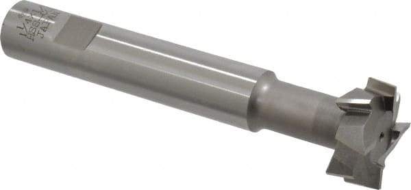 Interstate - 1-1/4" Cut Diam, 1/2" Cut Width, 3/4" Shank Diam, 5-1/8" OAL, M42 Cobalt T-Slot Cutter - Staggered Teeth, 8 Teeth - Exact Tool & Supply