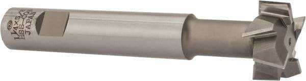 Interstate - 1-1/4" Cut Diam, 5/8" Cut Width, 3/4" Shank Diam, 5-1/8" OAL, M42 Cobalt T-Slot Cutter - Staggered Teeth, 8 Teeth - Exact Tool & Supply