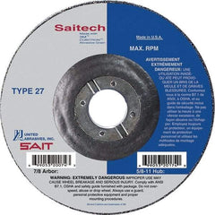 Sait - 4-1/2" Wheel Diam, 1/8" Wheel Thickness, 7/8" Arbor Hole, Type 27 Depressed Center Wheel - Ceramic, Resinoid Bond, 13,300 Max RPM, Compatible with Angle Grinder - Exact Tool & Supply