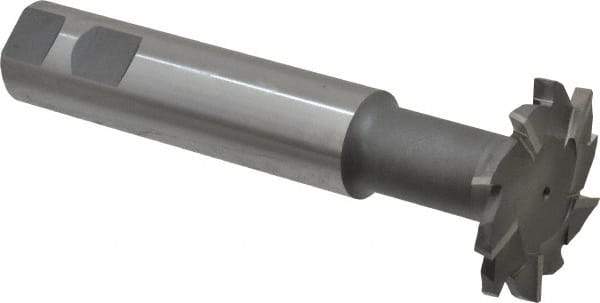 Interstate - 2" Cut Diam, 1/4" Cut Width, 1" Shank Diam, 5-11/16" OAL, M42 Cobalt T-Slot Cutter - Staggered Teeth, 10 Teeth - Exact Tool & Supply