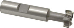 Made in USA - 21/32" Cut Diam, 17/64" Cut Width, 21/64" Neck Diam, 1/2" Shank Diam, 2-11/16" OAL, M42 Cobalt T-Slot Cutter - Uncoated, 5/16" Bolt, 1-13/16" Shank Length, Staggered Teeth, 8 Teeth, Weldon Flat - Exact Tool & Supply