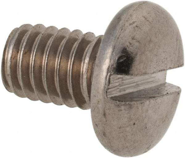 Value Collection - M4x0.70 Metric Coarse, 6mm Length Under Head Slotted Drive Machine Screw - Pan Head, Grade 316 & A4 Stainless Steel, Uncoated, Without Washer - Exact Tool & Supply