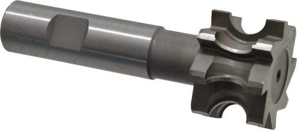 Whitney Tool Co. - 1/4" Radius, 1/2" Circle Diam, 1-1/2" Cutter Diam, 1" Cutting Width, Shank Connection, Concave Radius Cutter - 3/4" Shank Diam, 4" OAL, High Speed Steel, Uncoated, Profile Ground, 8 Teeth, Weldon Flat - Exact Tool & Supply