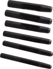 General - 6 Piece, 3/16 to 1/2", Hollow Punch Set - Square Shank, Comes in Plastic Roll - Exact Tool & Supply