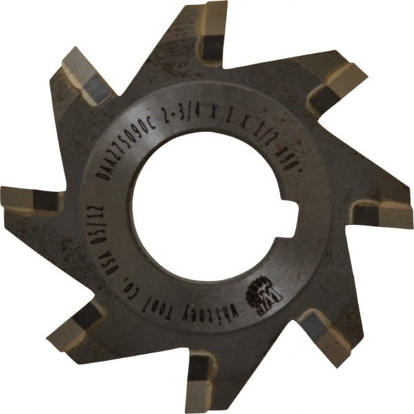 Whitney Tool Co. - 2-3/4° 2-3/4" Cut Diam, 1/2" Cut Width, 1" Arbor, Carbide-Tipped Double-Angle Cutter - Exact Tool & Supply