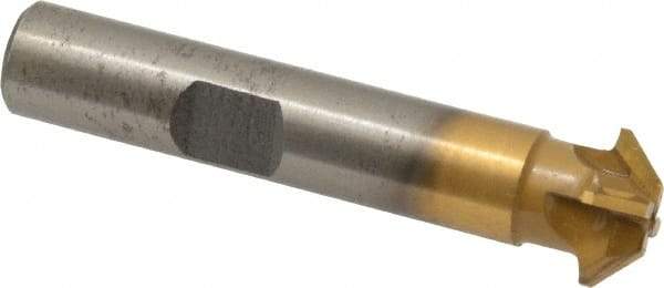 Whitney Tool Co. - 1/2" Diam x 1/8" Width of Cut, 45° Included Angle, Shank Connection, Carbide Tipped Single Angle Cutter - 3/8" Shank Diam, 2-1/8" Overall Length, Right Hand Cut, TiN Coated - Exact Tool & Supply