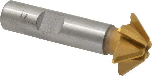 Whitney Tool Co. - 1" Diam x 5/16" Width of Cut, 45° Included Angle, Shank Connection, Carbide Tipped Single Angle Cutter - 1/2" Shank Diam, 2-1/2" Overall Length, Right Hand Cut, TiN Coated - Exact Tool & Supply