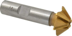 Whitney Tool Co. - 1" Diam x 5/16" Width of Cut, 45° Included Angle, Shank Connection, Carbide Tipped Single Angle Cutter - 1/2" Shank Diam, 2-1/2" Overall Length, Right Hand Cut, TiN Coated - Exact Tool & Supply