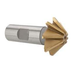 Whitney Tool Co. - 1-1/2" Diam x 1/2" Width of Cut, 45° Included Angle, Shank Connection, Carbide Tipped Single Angle Cutter - 3/4" Shank Diam, 2-3/4" Overall Length, Right Hand Cut, TiN Coated - Exact Tool & Supply