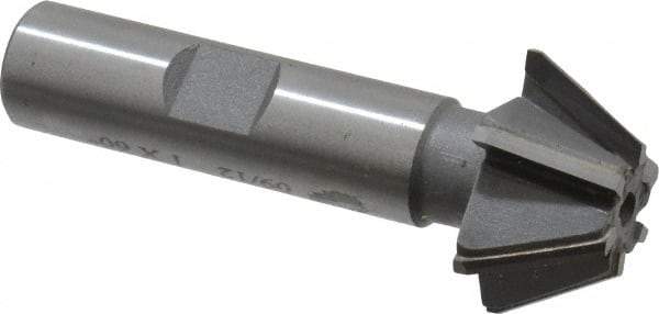 Whitney Tool Co. - 1" Diam x 7/16" Width of Cut, 60° Included Angle, Shank Connection, Carbide Tipped Single Angle Cutter - 1/2" Shank Diam, 2-1/2" Overall Length, Right Hand Cut, Uncoated - Exact Tool & Supply