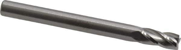 RobbJack - 3/16", 3/8" LOC, 3/16" Shank Diam, 2" OAL, 4 Flute, Solid Carbide Square End Mill - Single End, Uncoated, Spiral Flute, 30° Helix, Centercutting, Right Hand Cut, Right Hand Flute, Series TS-401 - Exact Tool & Supply