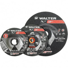 WALTER Surface Technologies - 24 Grit, 7" Wheel Diam, 1/4" Wheel Thickness, Type 28 Depressed Center Wheel - Aluminum Oxide, Resinoid Bond, 8,600 Max RPM - Exact Tool & Supply