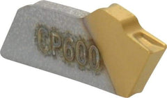 Seco - 150.101.4 16 CP600 Grade, 0.055" Cutting Width, Carbide Cutoff Insert - 0° Neutral Lead Angle, 0.006" Cnr Rad, TiAlN/TiN Coated, Single End - Exact Tool & Supply