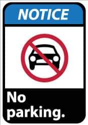 NMC - "Notice - No Parking", 14" Long x 10" Wide, Rigid Plastic Safety Sign - Rectangle, 0.05" Thick, Use for Security & Admittance - Exact Tool & Supply