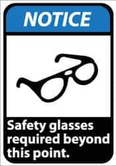 NMC - "Notice - Safety Glasses Required Beyond This Point", 14" Long x 10" Wide, Rigid Plastic Safety Sign - Rectangle, 0.05" Thick, Use for Accident Prevention - Exact Tool & Supply