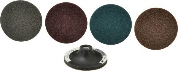 3M - 5 Piece, 4" Disc Diam, Abrasive Disc Kit - Nonwoven, Coarse, Medium, Very Fine, Super Fine Grade, Aluminum Oxide\xB6Silicon Carbide - Exact Tool & Supply