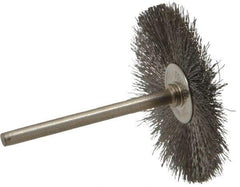Anderson - 1-1/2" OD, 1/8" Shank Diam, Crimped Stainless Steel Wheel Brush - 0.005" Filament Diam, 25,000 RPM - Exact Tool & Supply