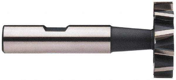 Interstate - 7/8" Diam x 7/32" Face Width, High Speed Steel, 10 Teeth, Shank Connection Woodruff Keyseat Cutter - Uncoated, 2-7/32" OAL x 1/2" Shank, Staggered Teeth, ANSI 707, Old Standard 12 - Exact Tool & Supply