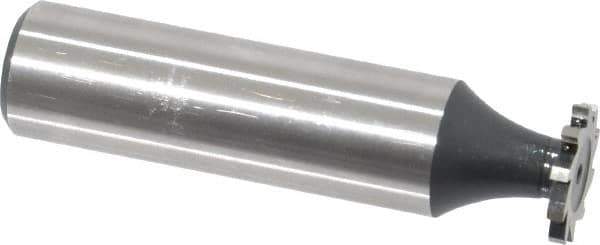 Interstate - 1/2" Diam x 1/16" Face Width, High Speed Steel, 8 Teeth, Shank Connection Woodruff Keyseat Cutter - Uncoated, 2-1/16" OAL x 1/2" Shank, Straight Teeth, ANSI 204, Old Standard 1 - Exact Tool & Supply