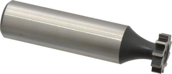 Interstate - 1/2" Diam x 1/8" Face Width, High Speed Steel, 8 Teeth, Shank Connection Woodruff Keyseat Cutter - Uncoated, 2-1/8" OAL x 1/2" Shank, Straight Teeth, ANSI 404, Old Standard 3 - Exact Tool & Supply